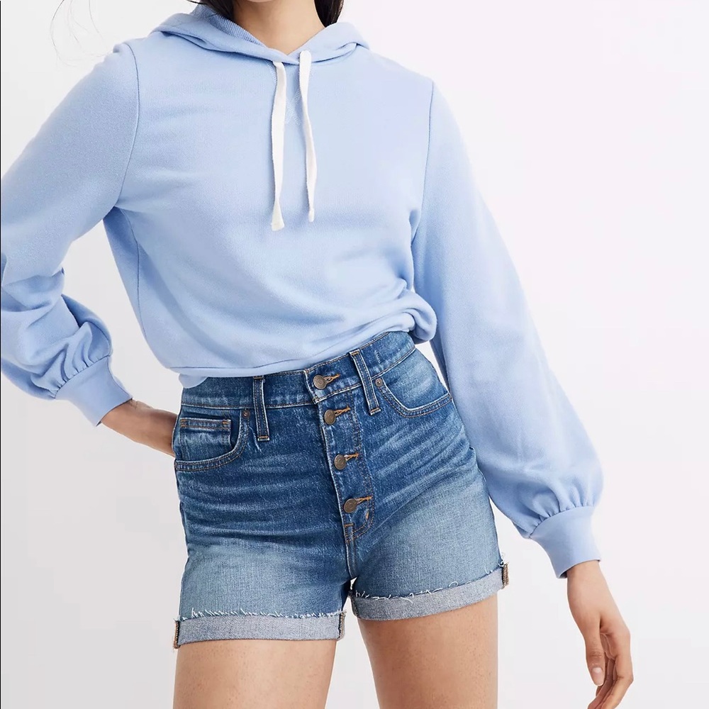 Madewell High-Rise Denim Shorts - Burke Wash, Button-Front